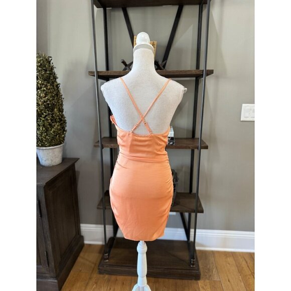Ramy Brook Kiki Satin Cowl Neck Mini Dress Orange Womens Size 0 - Picture 7 of 11